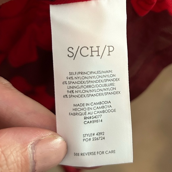 Cabi Red Floral Mesh Long Sleeve Button Front Dress Size Small - Picture 7 of 9